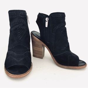 Black Open-Toe Ankle Boots